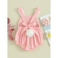 thumbnail image 4 of Suealasg Baby Girls Easter Cami Romper Sleeveless Bunny Print Bandage One Piece Bodysuits with Plush Ball Decor, 4 of 9