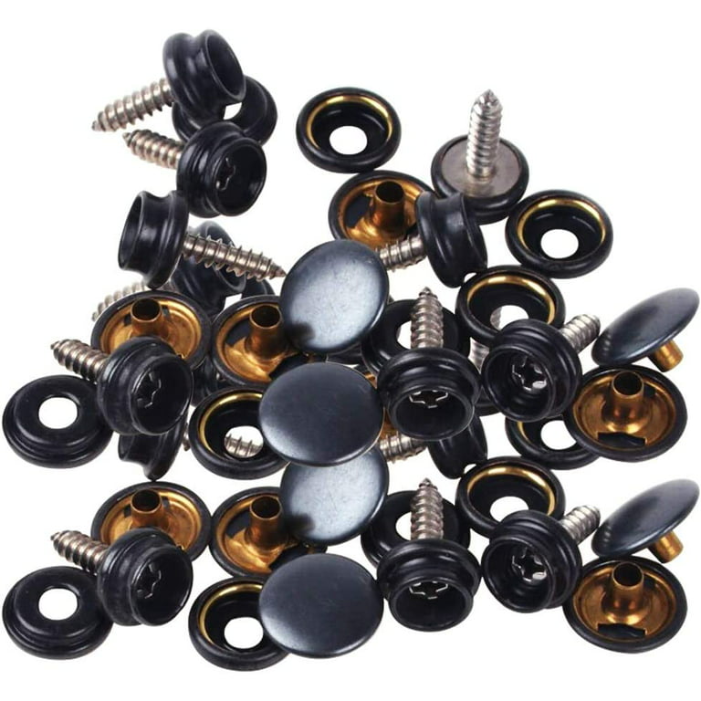 Trimming Shop 15mm S Spring Press Studs Snap Fasteners Plastic Cap with Gunmetal Black Metal Back Snap Buttons - Black, 100pcs, Size: 15mm - with