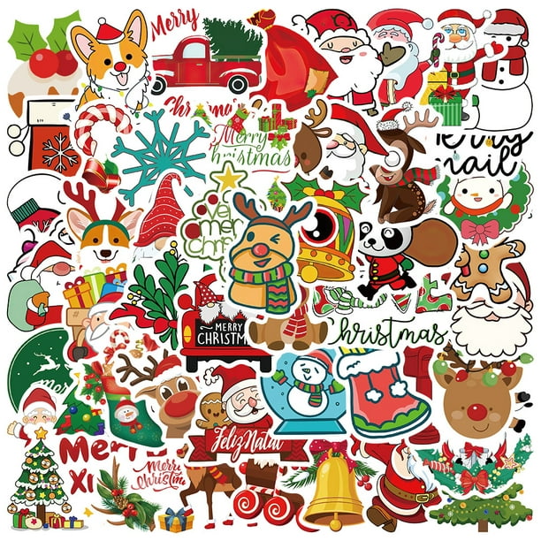 100PCS Christmas Theme Stickers Non-Repeating Vinyl Waterproof Holiday  Stickers