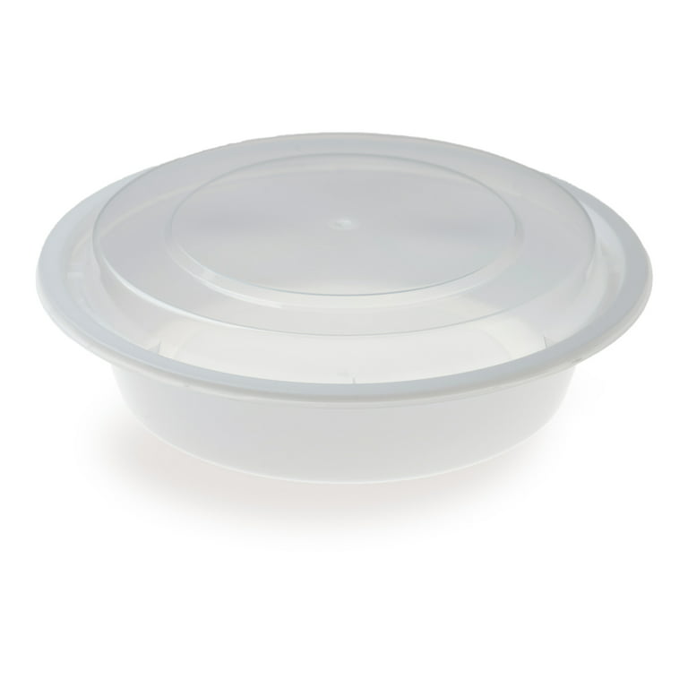 7 x 1-1/2 – 24OZ - Round Plastic Food Takeout Containers - Black