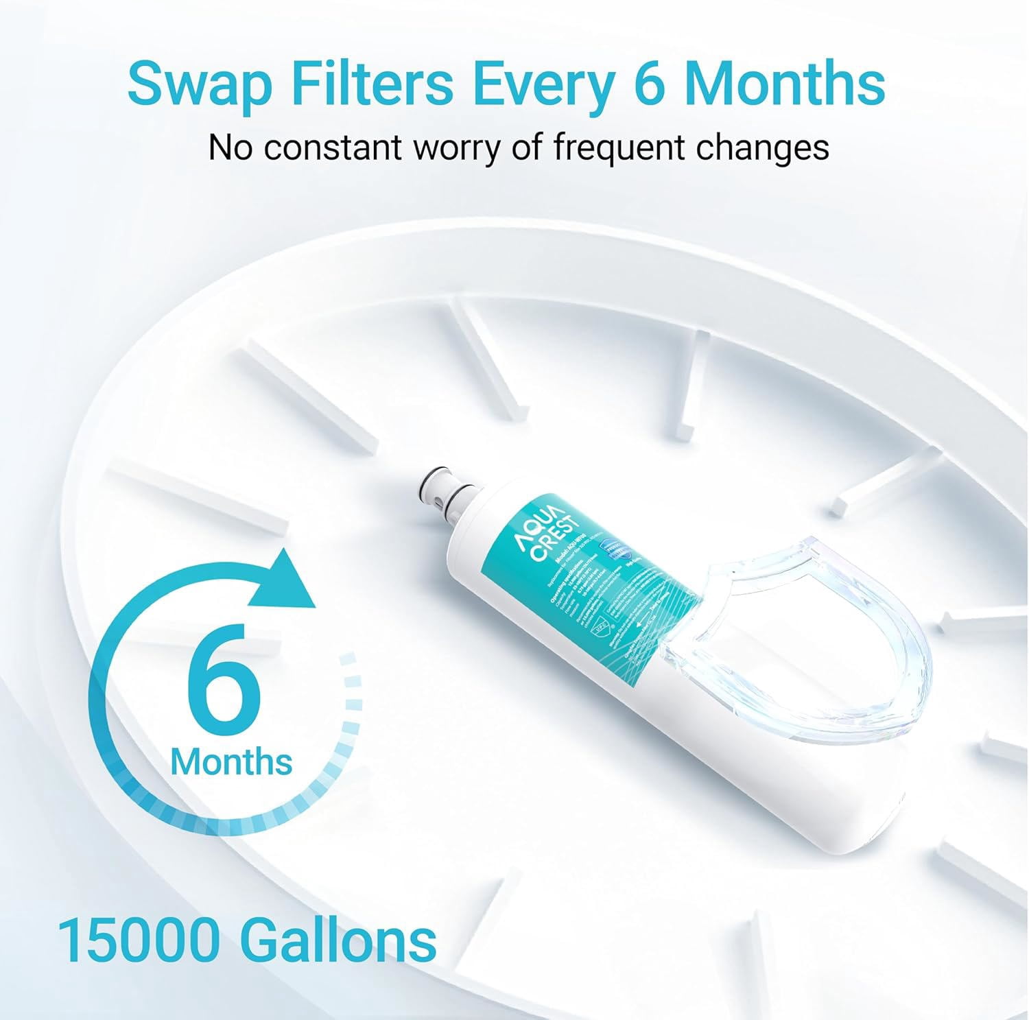 AQUA CREST 3US-PF01 Under Sink Water Filter, Replacement for Advanced Filtrete® 3US-PF01, 3US-MAX-F01H, 3US-PF01H, Delta RP78702, Manitowoc K-00337, K-00338, HF20 HF25 HF27
