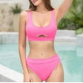 thumbnail image 6 of WREESH Womens Two Piece Swimsuit Crop Camisole Top New Fashion Split Swimsuit Casual Bikini Swimsuit Beach Bathing Suit Pink, 6 of 9