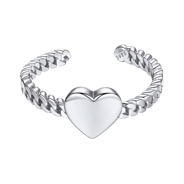Anillo de corazón de plata esterlina Silvora para mujer ajustable