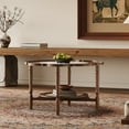 thumbnail image 2 of Euroco Mid-Century 31.5" Petal-Shaped Coffee Table with Crackle Glass Top and Rattan Shelf, 2 of 7
