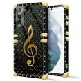 thumbnail image 2 of FKBRCL4U Compatible with Samsung Galaxy S21 Plus Case, Black Leather Background Gold Music Notes Luxury Golden Decoration for Girl Women Soft TPU Shockproof Protective Hard PC Back, 2 of 7