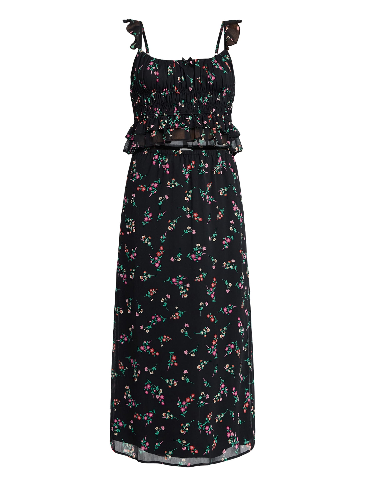 No Boundaries Printed Ruffle Tank and Skirt, 2-Piece Set, Women's
