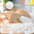 thumbnail image 2 of 3 Piece Orange Plaid Duvet Cover Set Twin Size,Microfiber Comforter/Quilt Cover with Corner Ties and 2 Pillowcases,Gradient Geometric Buffalo White Checkered All Season Bedding with Zipper Closure, 2 of 8