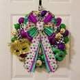 thumbnail image 4 of Mardi Gras Tree Topper Bow Decorations,12”x20” Large Glitter Wreath Bow Decor for Tree Holiday Party Wall Home Front Door Float Golf Cart Gold Green Purple, 4 of 6