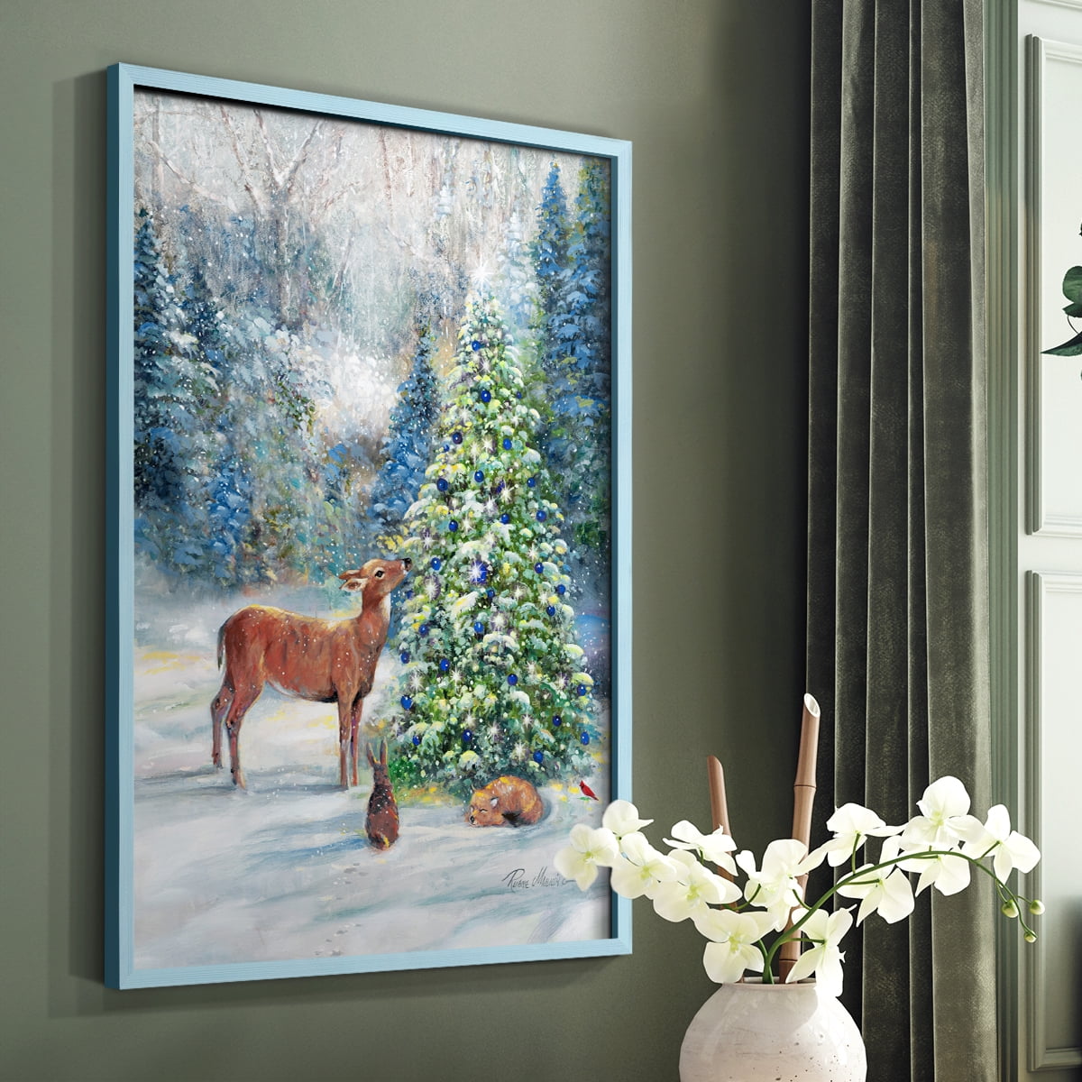 Winter Gathering Framed Print - Solid Wood in Single Picture Frame Solid Wood 2 Framed Print