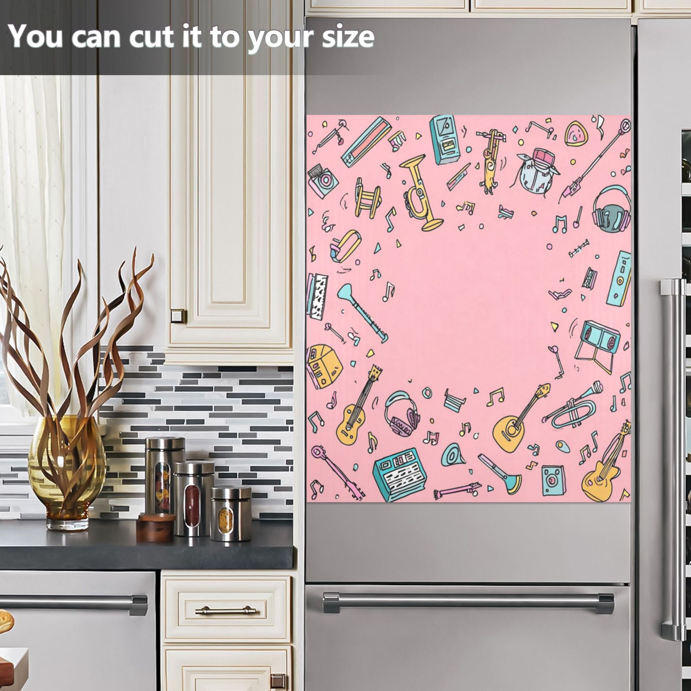 IAUYY Magnetic decorative sticker - 23x26 Inch PVC Refrigerator Decorative Cover, Removable DIY Art for Kitchen Appliances Graffiti Notes Swirl Around