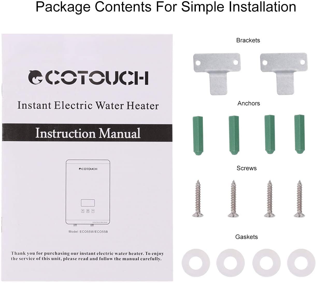 ECOTOUCH 14kW Tankless Water Heater - Instant Hot Water, 240V, ETL Certified (ECO140B)