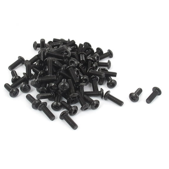 Unique Bargains M3x9mm Thread 10.9 Alloy Steel Button Head Hex Socket Cap Screw Bolt 100pcs