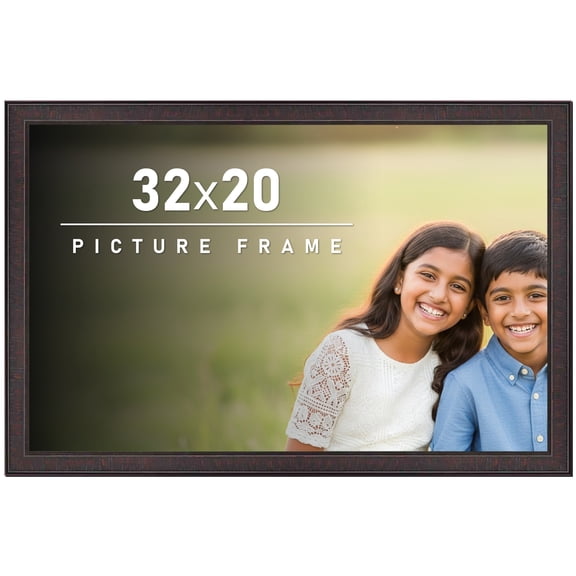 32x20 Frame Brown Picture Frame - Complete Modern Photo Frame Includes UV Acrylic Shatter Guard