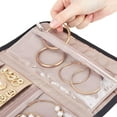 thumbnail image 5 of caja organizadora de joyas de viaje, rollo de almacenamiento de joyas plegable para aretes, collares, anillos, pulseras, broches, negro, 5 of 5