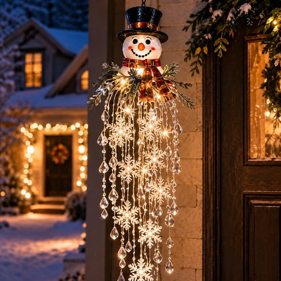 Crystal Cascade Christmas Lights, Hanging Crystal LED Porch Decor