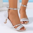 thumbnail image 4 of Ticikt Silver Gold Black Heels Strappy Heels for Women 3 Inch Stiletto Open Toe Sandals for Wedding Evening Party Homecoming, 4 of 5