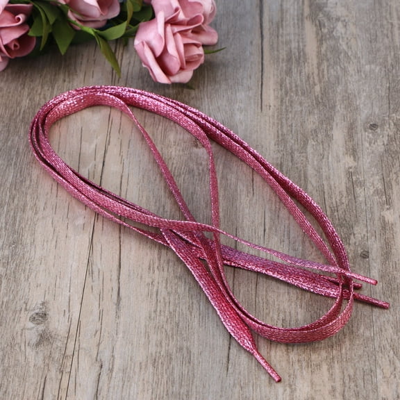 PBPBOX 1Pcs Glitter Flat Shoe Laces for Sneakers Colored Shoestring Cloth Pink