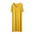 thumbnail image 2 of Xysaqa Womens Tank Nightgown Soft Cotton Large V Neck Sleepshirts Comfy Modal Oversized Sleepwear Short Sleeve Casual Nightshirt for Women Tshirt Dress XL 2X Summer Savings Yellow, 2 of 8