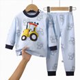 thumbnail image 4 of HCNTES Toddler Baby Boy Pajamas Sleepwear Set Children's Warm Fall Winter Outfit Long Sleeve Shirts and Pants Dailywear Outfits Set for Kids(Dark Blue,3-6 Months), 4 of 4