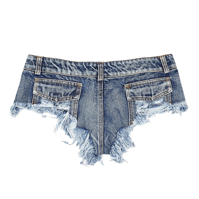 New Women Denim Shorts Low Waist Frayed 