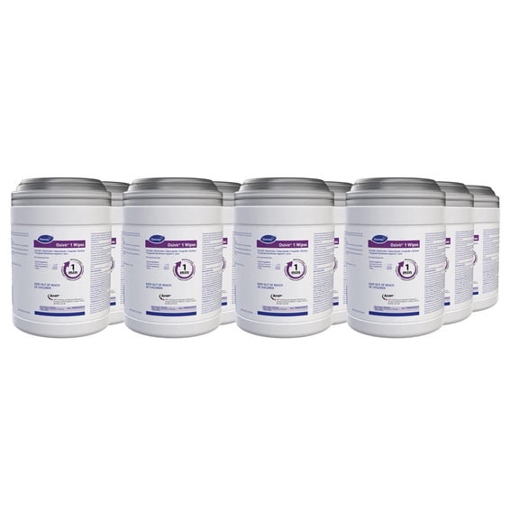 Diversey Oxivir 1 100850923 Disinfectant Wipes, Virucidal, Bactericidal, Tuberculocidal, Fungicide with Accelerated Hydrogen Peroxide, Unscented, 160 Standard 6"x7" Wipes, 1-Canister (Pack of 12)