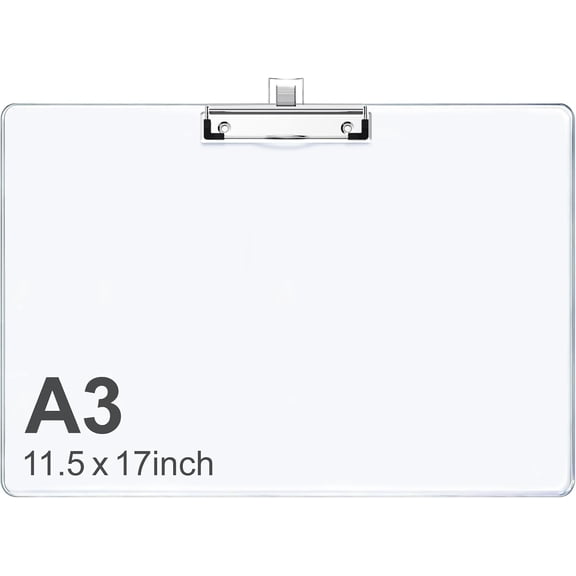 11x17 Large Clipboard with Pen Holder, Landscape Layout | Clear Tabloid Size Horizontal Clip Board for Teachers, Students, Lawyers, Office & School Supplies