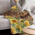 thumbnail image 3 of Sunflowers Fleece Throw Blanket Country Watercolor Summer Floral Bee Brown Wood Grain Ultra Soft Fuzzy Cozy Flannel Throw Blanket for Couch Sofa Bed Car Travel, Ideal Gifts 40x50 Inches, 3 of 9
