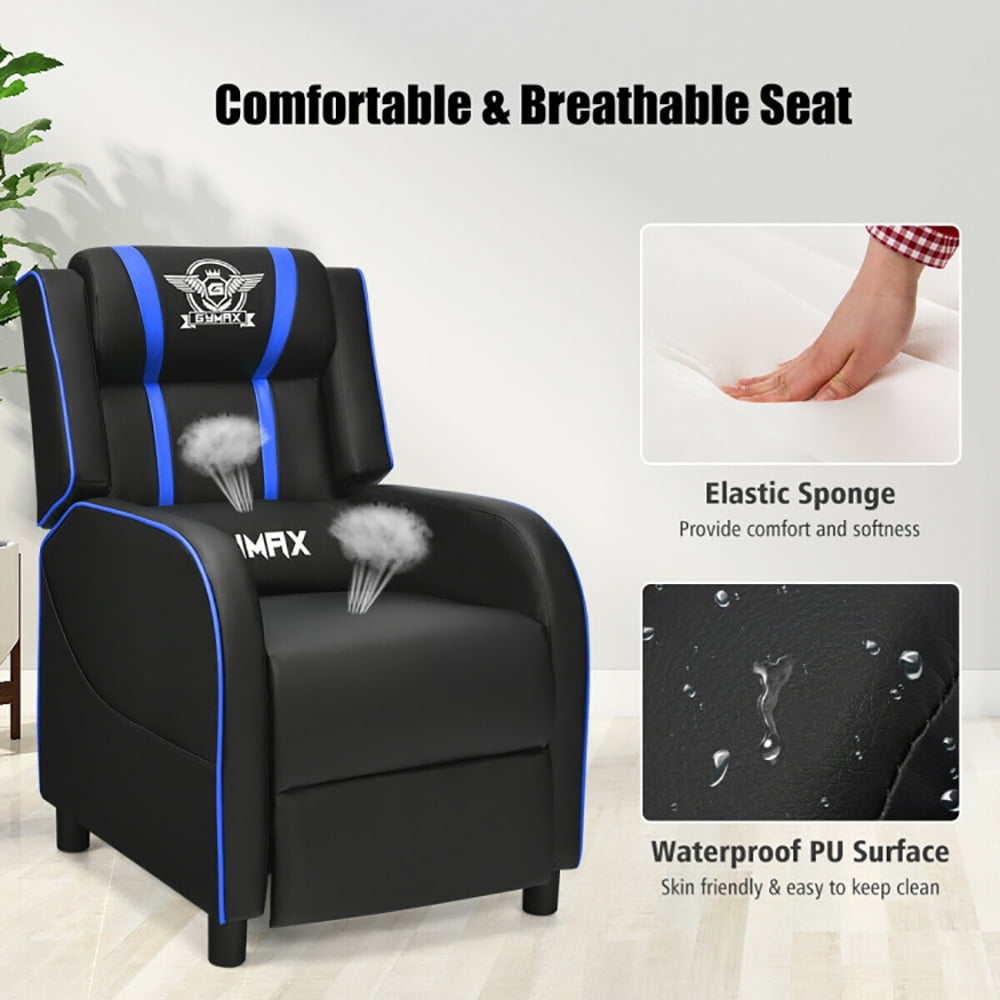 Finihen Massage Recliner Chair, Massage Racing Gaming Single Recliner Chair, for Gaming Room, Home Theater, Blue Finihen Massage Recliner Chair, Massage Racing Gaming Single Recliner Chair, for Gaming Room, Home Theater, Blue