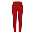 thumbnail image 4 of Plus Size Workout Leggings for Women High Waisted Lounge Gym Yoga Pants Fitness Exercise Stretch Soft Pants with Pockets Red 3XL, 4 of 7
