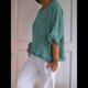 thumbnail image 5 of Blusa de Algodón y con Cuello Redondo, Dobladillo con Volantes y Corta, Color Liso, para Mujer. Verde L, 5 of 7