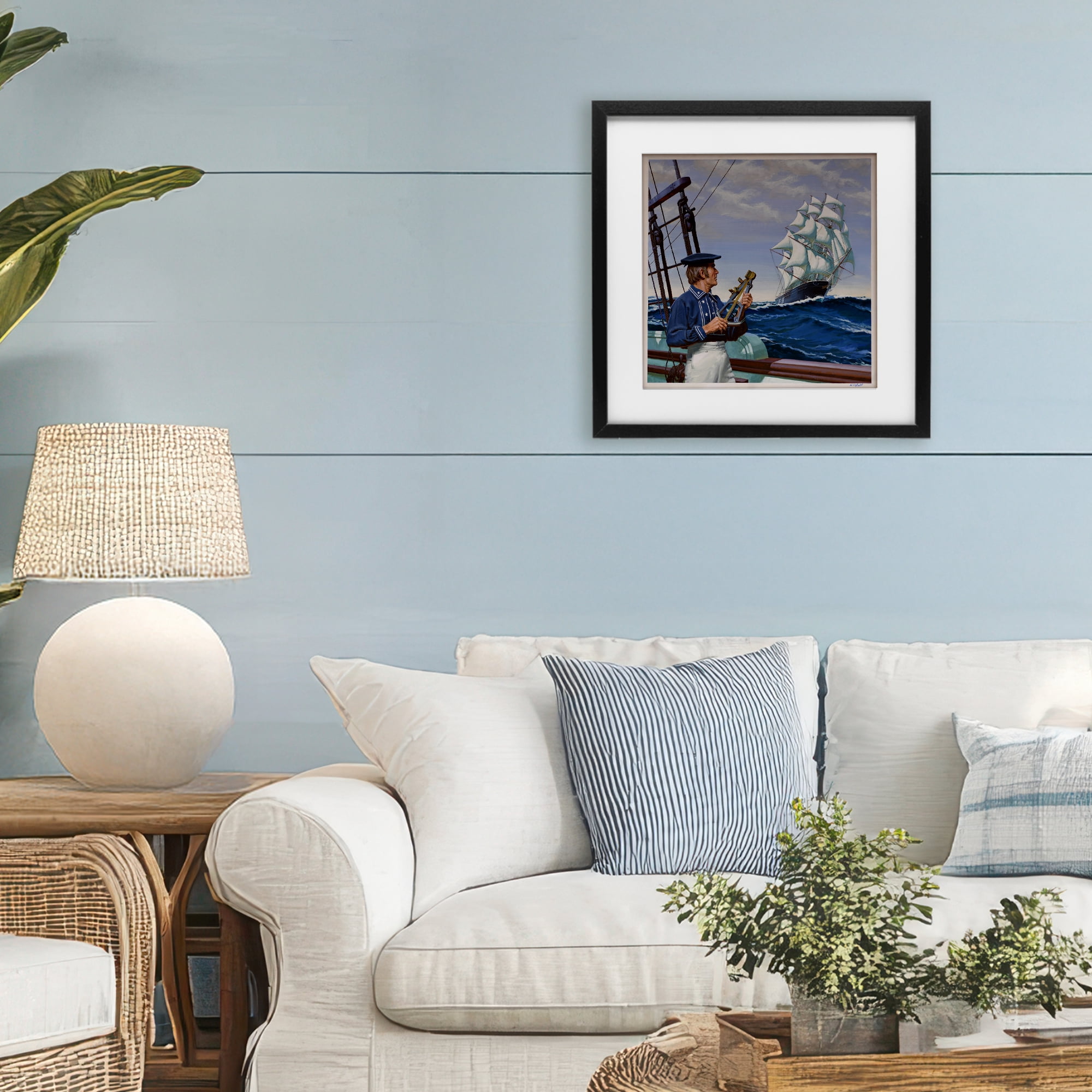 Flying Cloud Sailing Ship Black Framed Print Under Glass, design by Wind River Studios