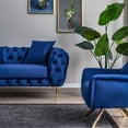 thumbnail image 6 of Jordyn Mid Century Luxury Chesterfield Velvet Living Room Couch in Navy Blue, 6 of 7