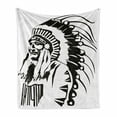 thumbnail image 1 of Tribal Soft Flannel Fleece Throw Blanket, Sketchy Hand Drawn Grunge Style Old Eastern Tribe Chef Image, Cozy Plush for Indoor and Outdoor Use, 60" x 80", Black and White, by Ambesonne, 1 of 6