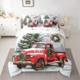 thumbnail image 2 of Homewish Christmas Flower Wreath 7 Pieces Bedding Comforter Set,Rustic Xmas Tree Full Bedding Set,Red White Green Fitted Sheet Flat Sheet For Girl Boy,Luxury Bedroom Decor Reversible, 2 of 8
