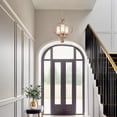 thumbnail image 3 of LNC Charm 3 -Light Matte Gold Cage Frosted glass Metal Chandelier, 3 of 11