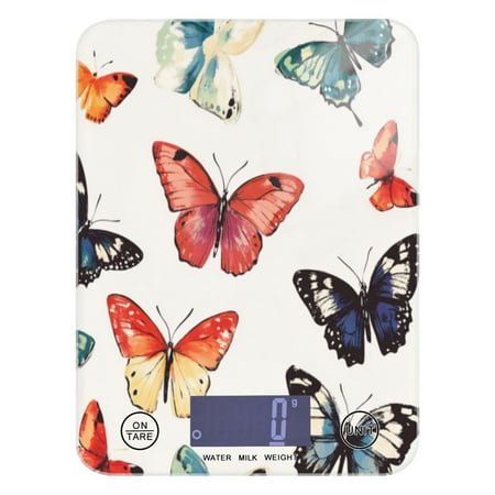 

Kitchen Electronic Scale Food Scale 7.68x5.71 inch Multifunctional Digital Kitchen Scale Tempered Glass Decorative Baking Cooking Meal Preparation Big Colored Butterflies