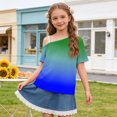 thumbnail image 3 of Auroural Girls Summer One Shoulder Short Sleeve T Shirts Casual Cute Suit Girls Gradient Print Shirt for 5-14Y Girls Summer Clothes 10-12, 3 of 9