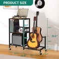 thumbnail image 4 of Dextrus 2-Tier Adjustable Guitar Stand with Storage Shelf and Wheels, Guitar Rack for Multiple Guitars, Acoustic, Bass, Electric Guitar Stand, Suitable for Home, Studio, Band Stages, 4 of 10