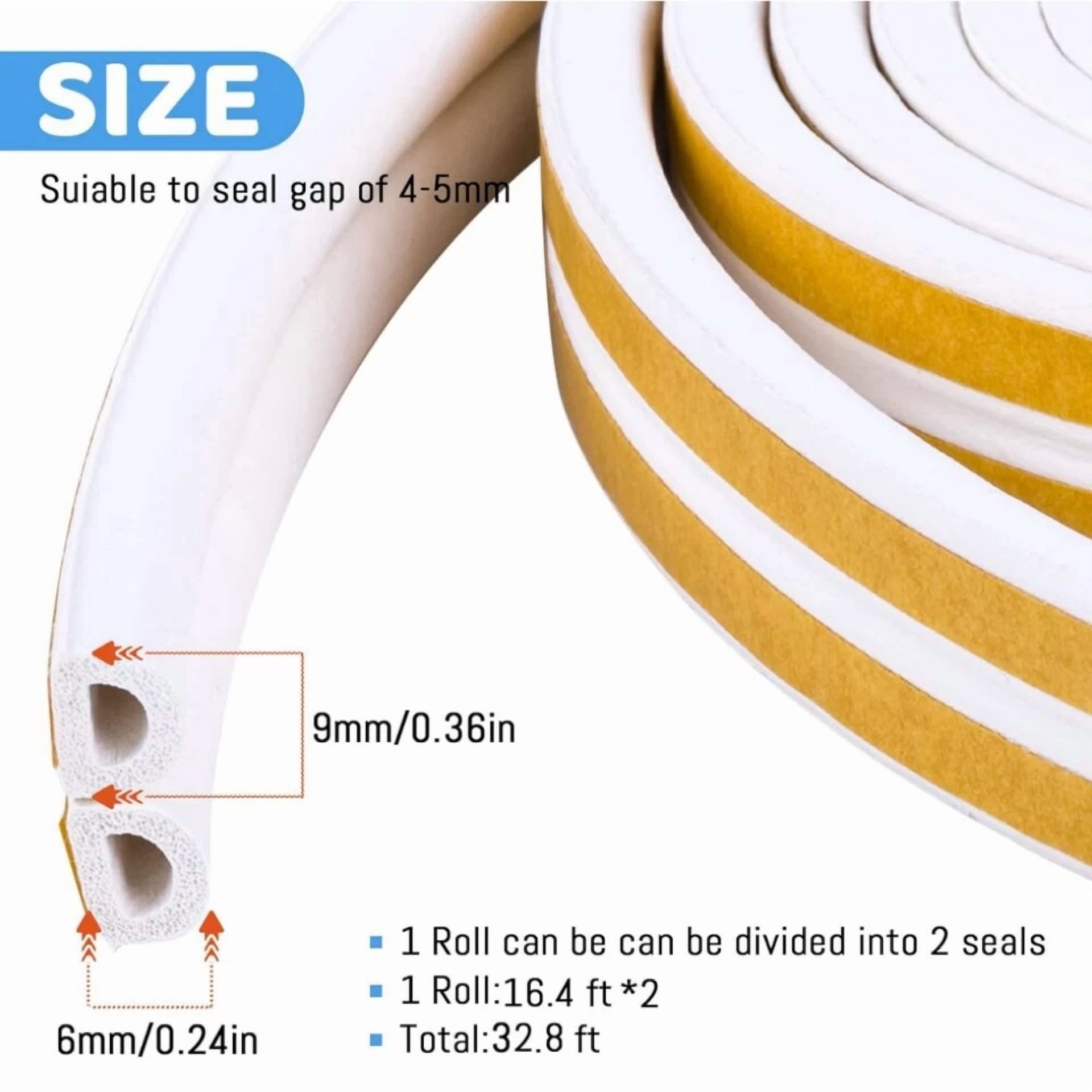 BUTTERFLY- 66 Feet Self Adhesive Door Seal Strip Window Stripping Weather Strips House Roll