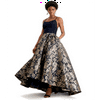 Betsy & Adam Women's Metallic-Print High-Low Gown Blue Size 12