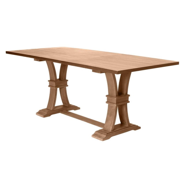 Table à Manger Extensible en Bois Rustique Naturel avec Feuille de 18 Po