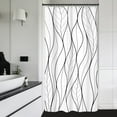 thumbnail image 2 of Small Stall RV Black White Leaves Shower Curtain Half Single Boho Striped Leaf Geometric Modern Simple Cool 36Wx72H Inch Man Fabric Decor Bathroom Polyester Waterproof 7 Pack Hooks, 2 of 6