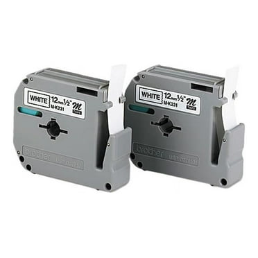 Brother M2312PK 12mm (0.47") x 26.2 ft. (8m) Black on White Non-Laminated tape - 2 Pack