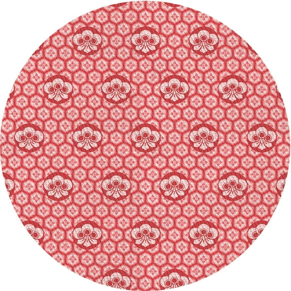 Ahgly Company Indoor Round Patterned Pastel Pink Area Rugs, 5' Round