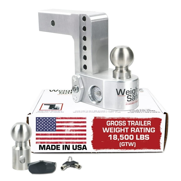 Weigh Safe Adjustable Trailer Hitch Ball Mount - 6" Adjustable Drop Hitch for 2.5" Receiver - Premium Heavy Duty Aluminum Trailer Tow Hitch with Built in Weight Scale for Anti Sway - 18,500 lbs GTW