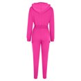 thumbnail image 3 of qolati Women's 2 Piece Outfits Lounge Long Sleeve Zipper Cropped Jacket High Waist Joggers Pants Tracksuit Workout SetsHot Pink L 8, 3 of 6