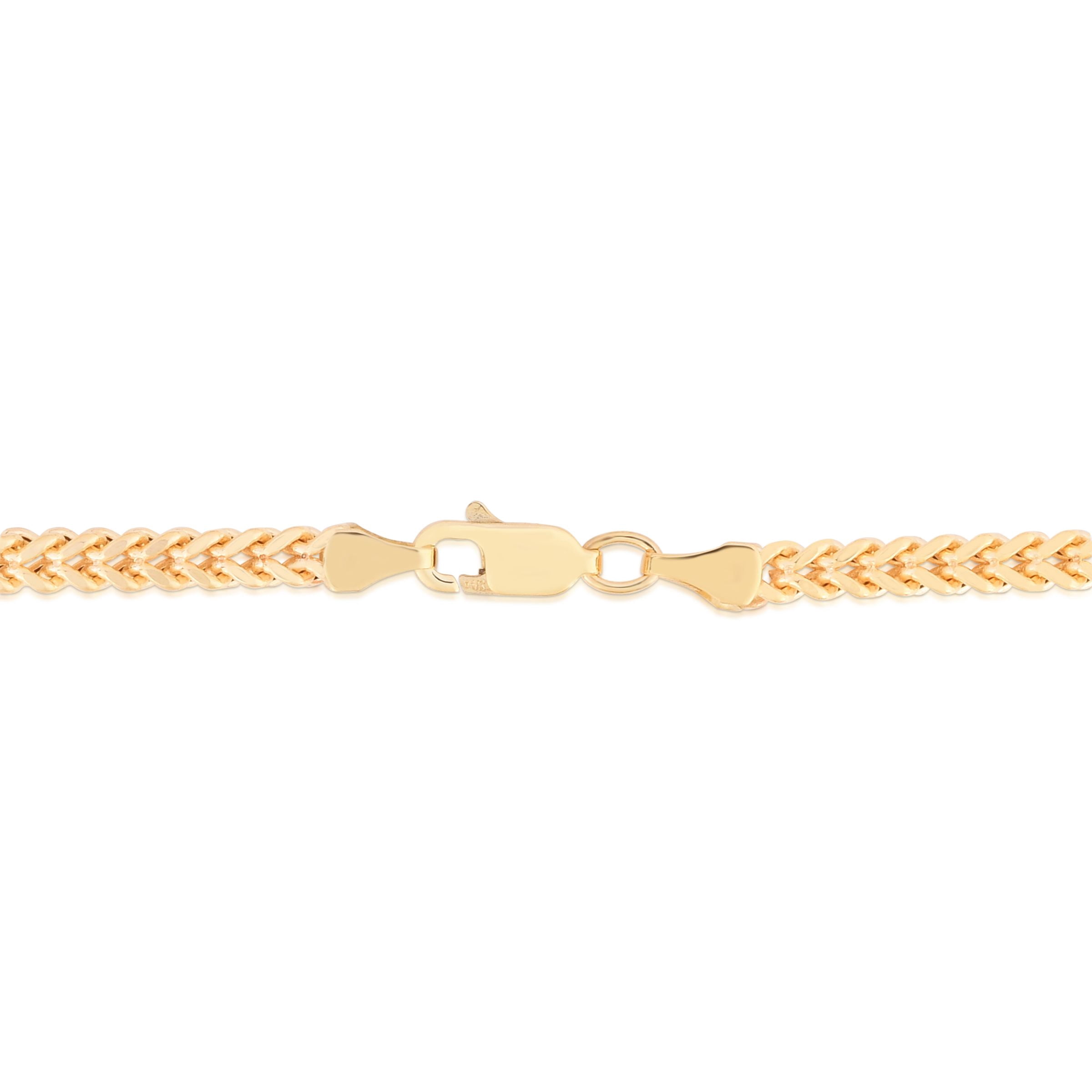14K Yellow Gold 20in 3.2mm Square Franco Chain with Lobster Clasp