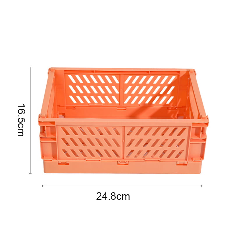 Plastic Folding Storage 48x35x24 CM Crate Flat Container Basket-Assorted Color 