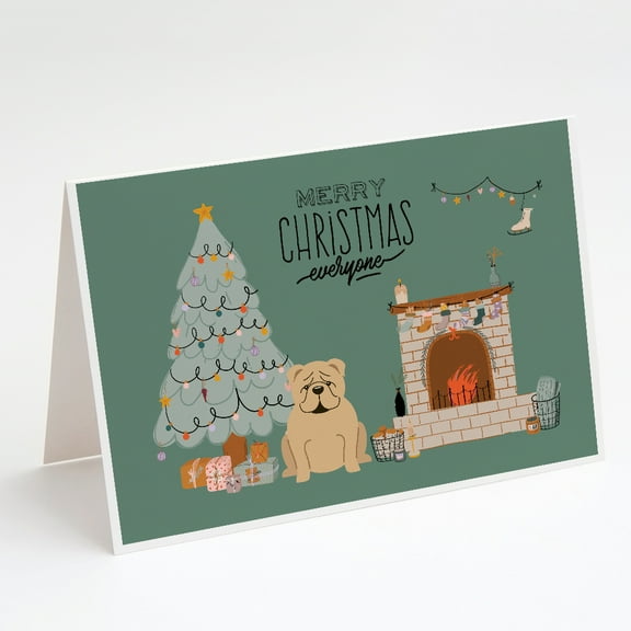 Fawn English Bulldog Christmas Everyone Greeting Cards and Envelopes Pack of 8