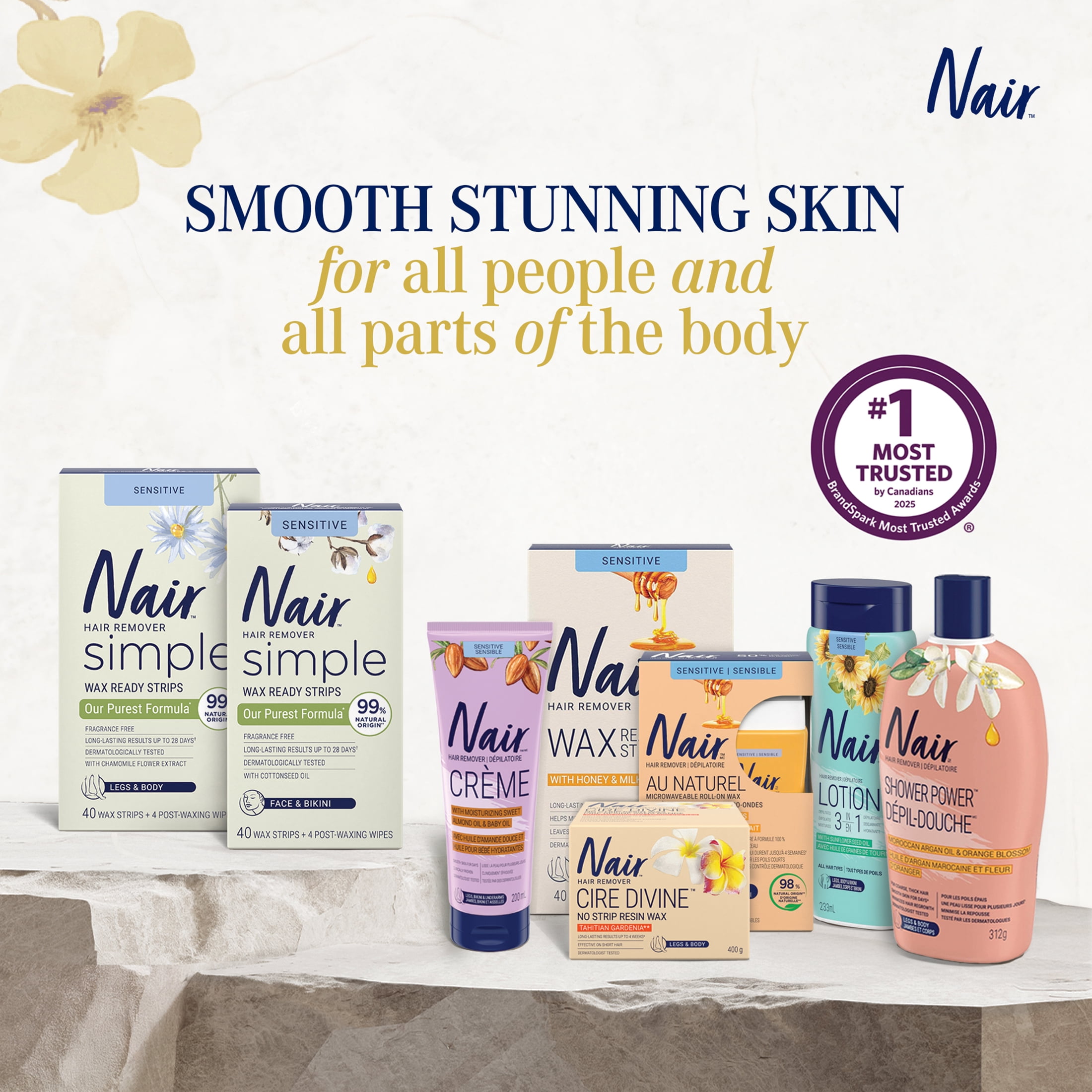 Nair Cire De Résine Allant Au Micro-Ondes Cire Divine Pour Les Jambes Et Le Corps Avec Fleur De Cerisier Japonais Et Huile De Son De Riz, 400g